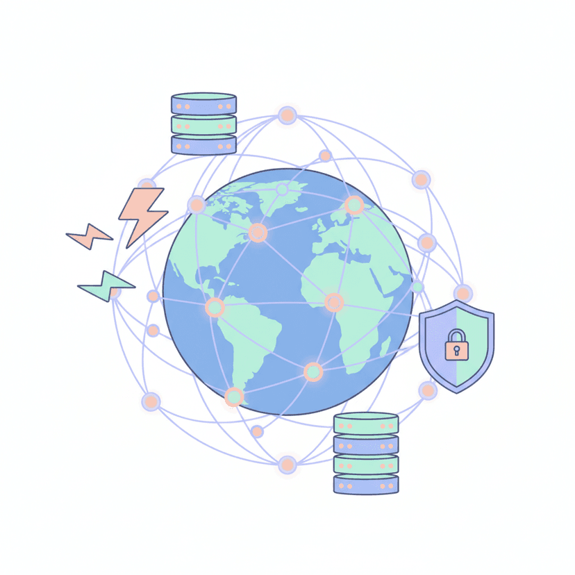 CDN managed services — globe with network nodes